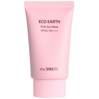 The Saem Eco Earth Pink Sun Base SPF50+ - Крем-база для лица солнцезащитная с каламиновой пудрой